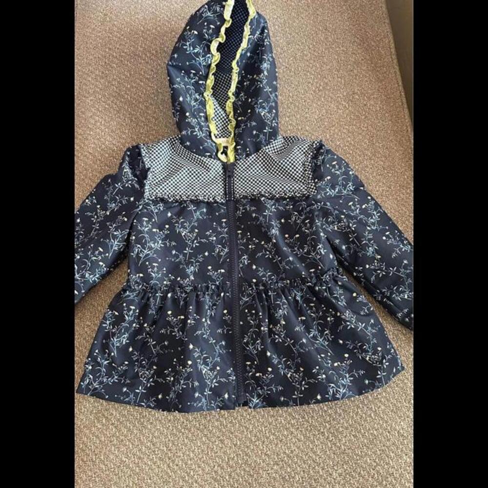 Matilda Jane girls 4t Wildflower  gingham floral rain coat